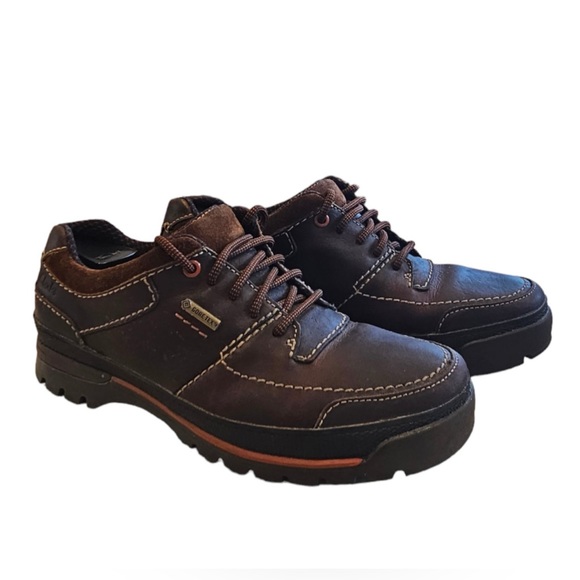 Clarks Leather Lace Up Shoes Goretex Rock Narly Path Waterproof Brown Size 8.5 - Picture 1 of 9